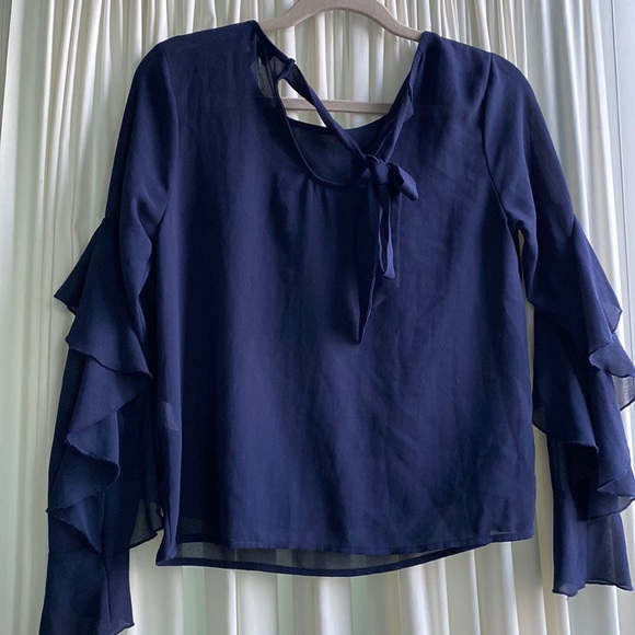 Milk & Honey - size small - blue blouse with unique sleeves and tie in the back - Picture 2 of 4